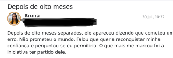 Mensagem recebida após o Registro