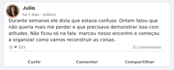 Mensagem recebida após o Registro